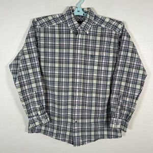 Ariat Pro Series Shirt Mens Medium White Blue Button Down Western Cowboy Rodeo